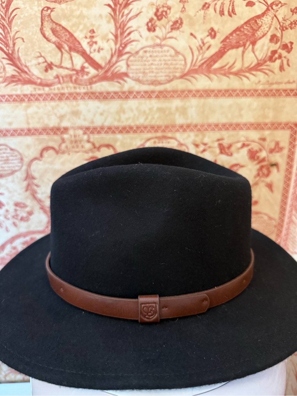 Classic Black Felt Fedora with Brown Leather Band
